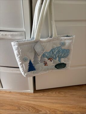 Disney Parks Homestead Minnie Mouse Chip & Dale Quilted Puffer Tote NWT